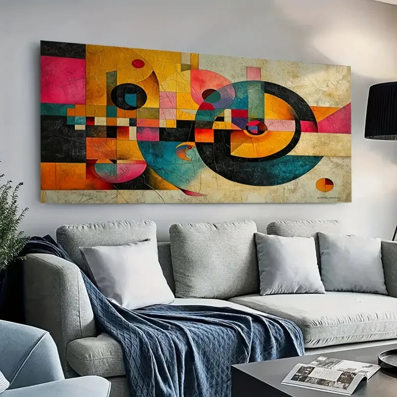 Large Abstract Geometric Canvas Wall Art | Frameless Modern Decor Abstract Canvas Print Peaceful Pleasures Health and Wellness