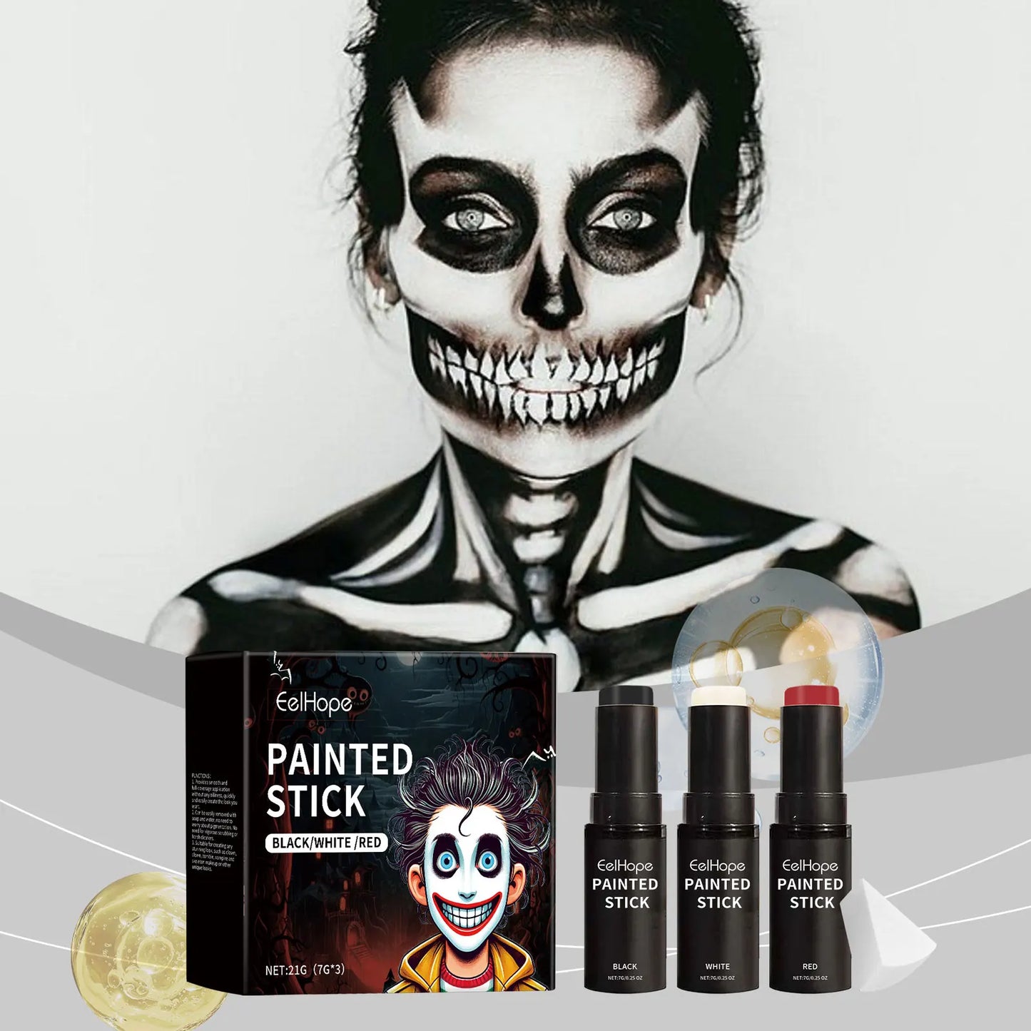 Eelhope Halloween Body Paint Stick Set – Clown Face Makeup
