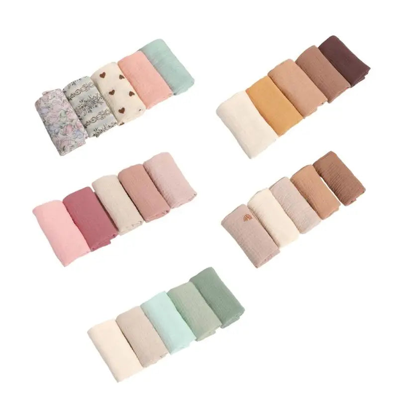 Baby Washcloths 5-Pack | Soft Cotton Drool Bibs & Face Towels