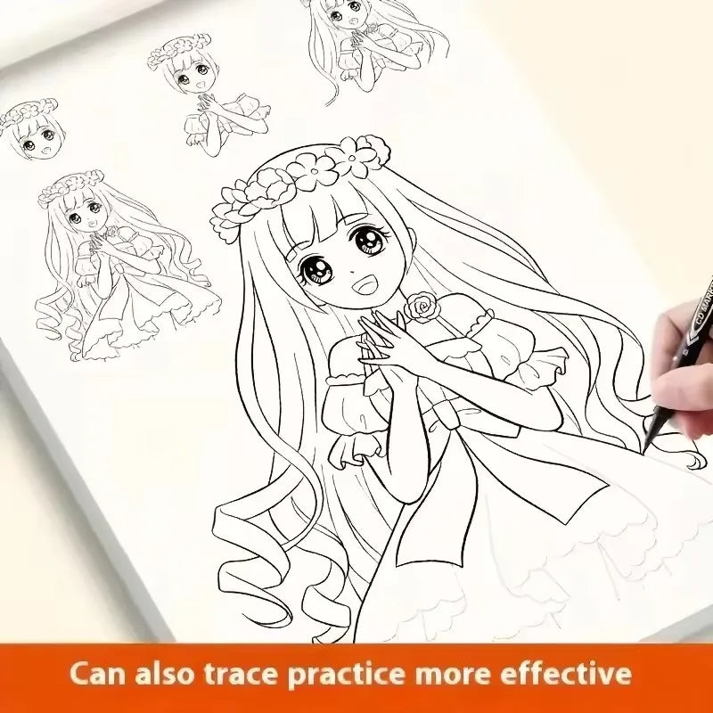 Anime Character Line Art Drawing Book Beginners 48 Pages Simple