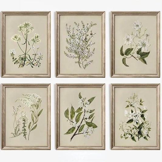 Vintage Botanical Floral Canvas Wall Art Print | Home Décor Canvas Wall Art Peaceful Pleasures Health and Wellness