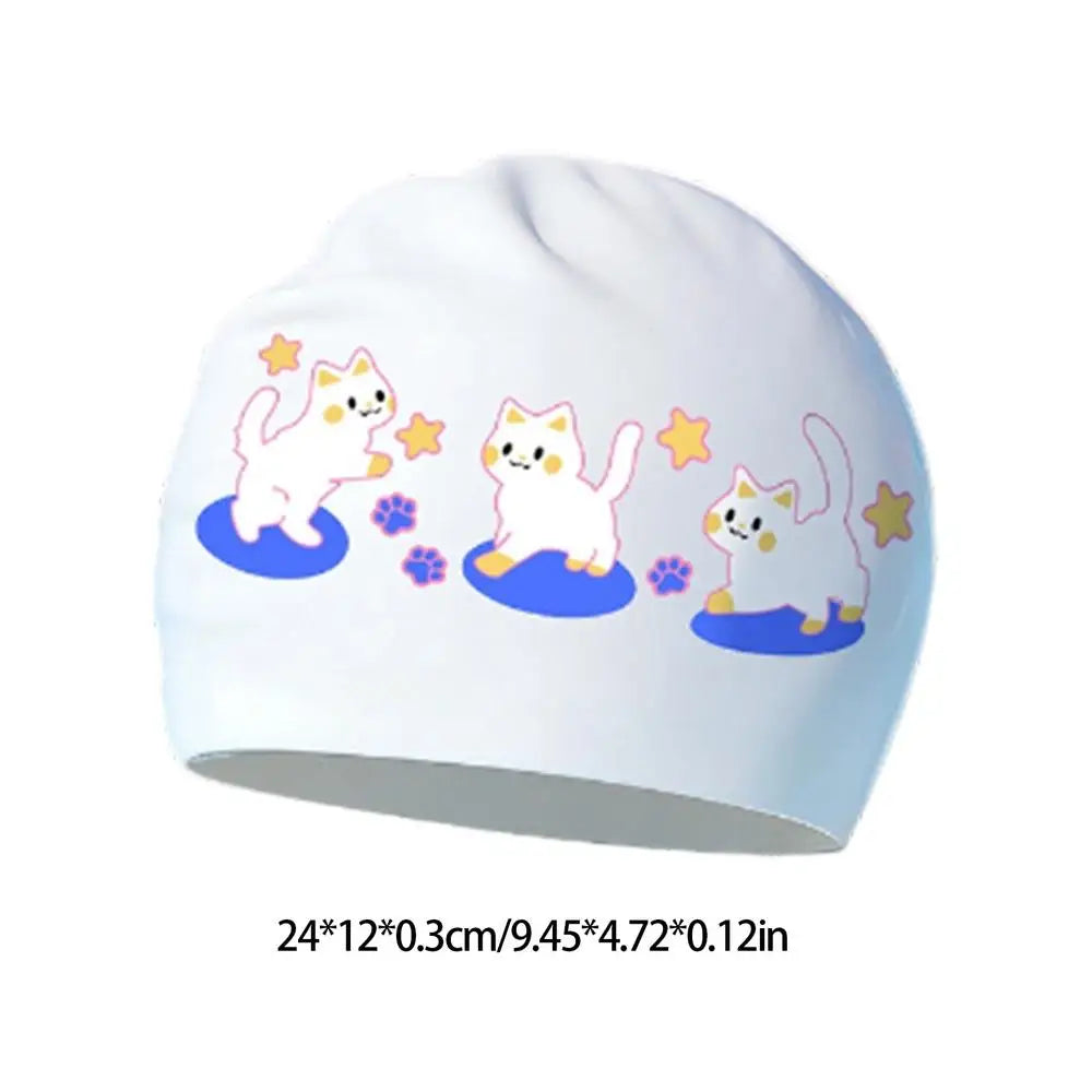 Women's Printed Silicone Swim Cap – Large, Long Hair & Ear Cover