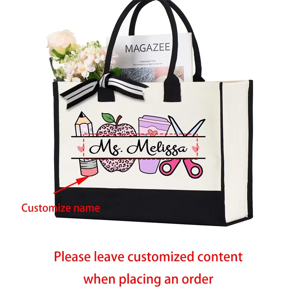 Personalized Teacher Name Tote Bag Teachers' Day Appreciation Gifts Bag Graduation Gift Welcome Back To School Office Totes Peaceful Pleasures Health and Wellness
