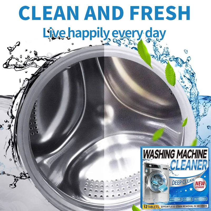 Washing Machine Cleaner Tablets 12/24 Pieces Deep Cleaning Effervescent Tablets For Front And Top Load Washers Removes Odor And Peaceful Pleasures Health and Wellness