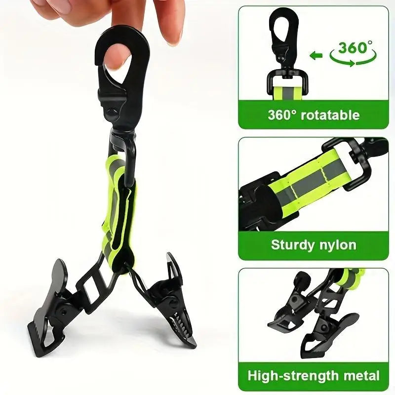 Firefighter Glove Clip Hook with Reflective Strip Portable Hanging Nylon Strap for Outdoor Camping Hiking Rescue Peaceful Pleasures Health and Wellness