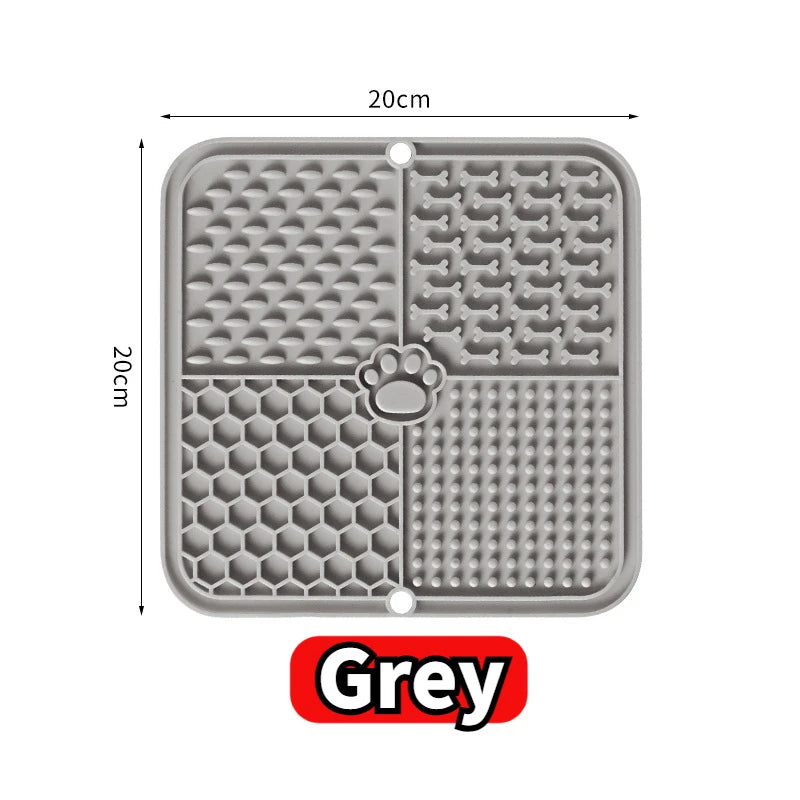 Pet Lick Silicone Mat Slow Feeder Dog Food Plate Bathing Distraction Sucker Training Feeder for Dogs Kitchen Supplies Peaceful Pleasures Health and Wellness Grey