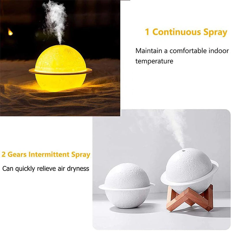 Lunar 200Ml Cool Mist Humidifiers Aroma Oil Diffuser Mini 3D Moon Lamp Ultrasonic Home Room Air Humidifier Moon Humidifier Peaceful Pleasures Health and Wellness