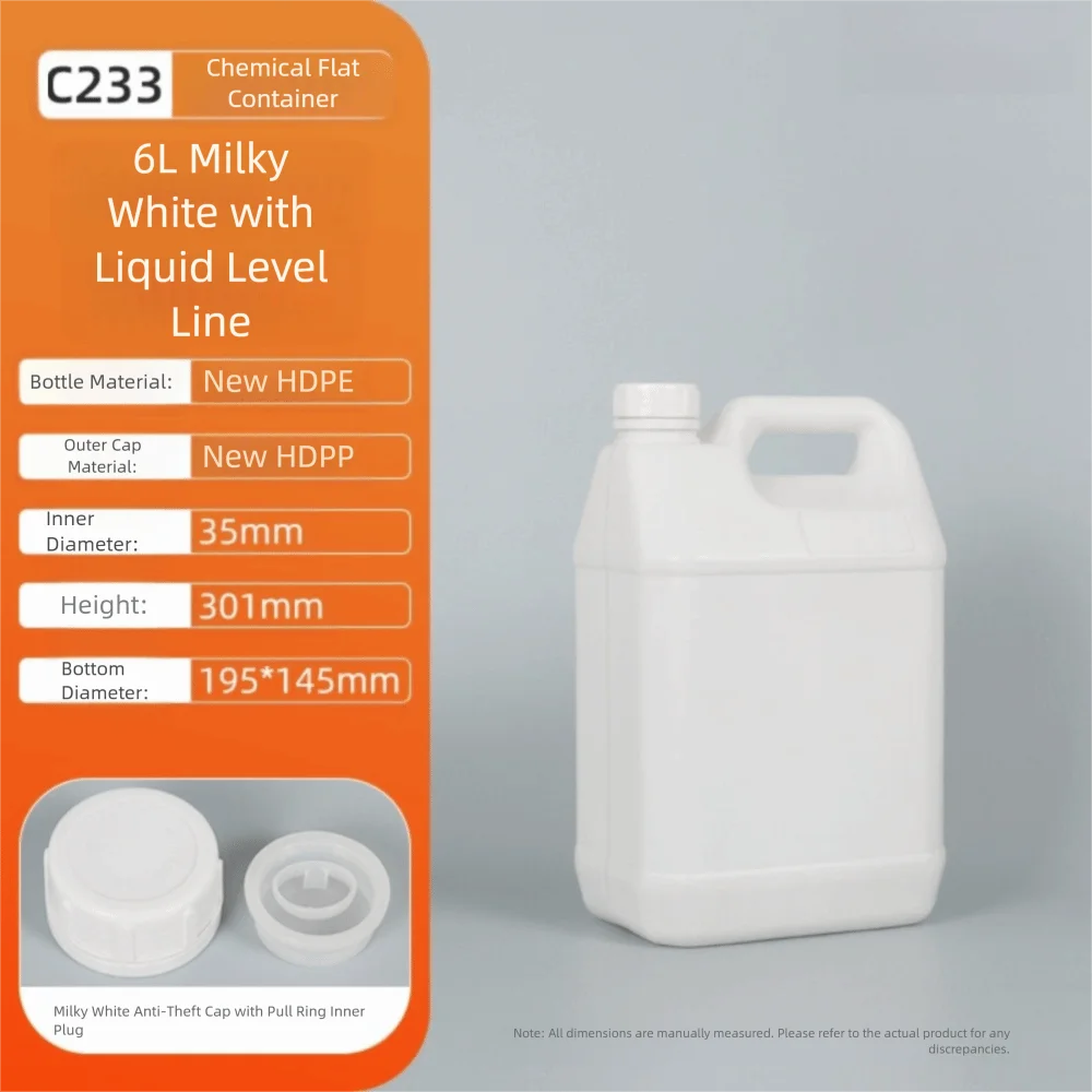 1/2/3/4/5/6/10L Plastic Airtight Bottle with Lid Food Grade HDPE Bucket Sealed Large-Capacity Storage Container Cleaning Essence Peaceful Pleasures Health and Wellness White 6L