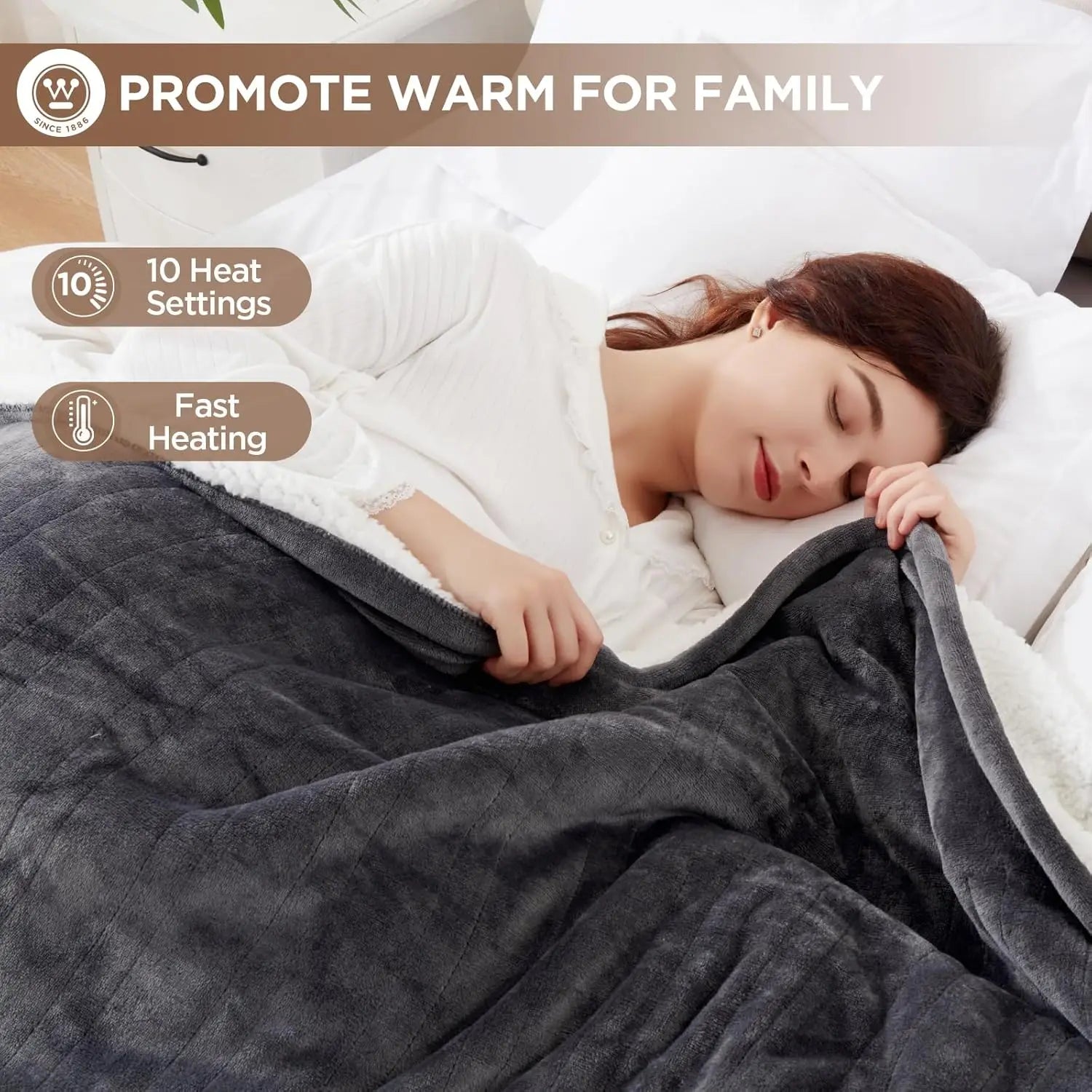 Queen Electric Heated Blanket – 10 Heat Levels, 84x90" Peaceful Pleasures Health and Wellness