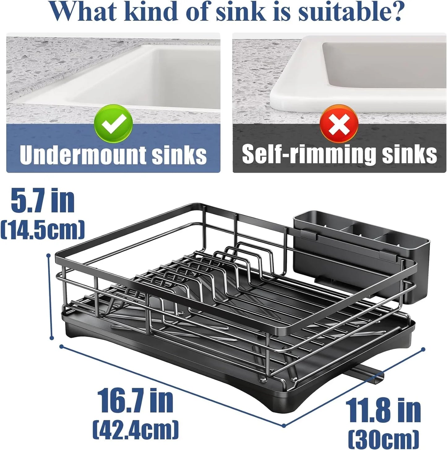 Large Dish Drying Rack with Drainboard & Utensil Holder