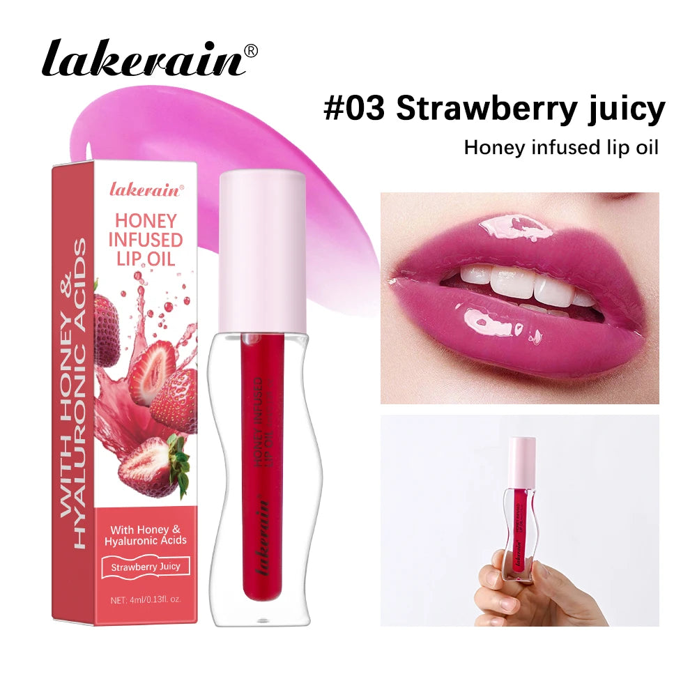Crystal Fruit Honey Essence Lip Oil Sexy Plump Lip Jelly Strawberry Tinted Lip Liquid Waterproof Moisturize Oil Lipgloss Makeup Peaceful Pleasures Health and Wellness 03 STRAWBERRY JUICY
