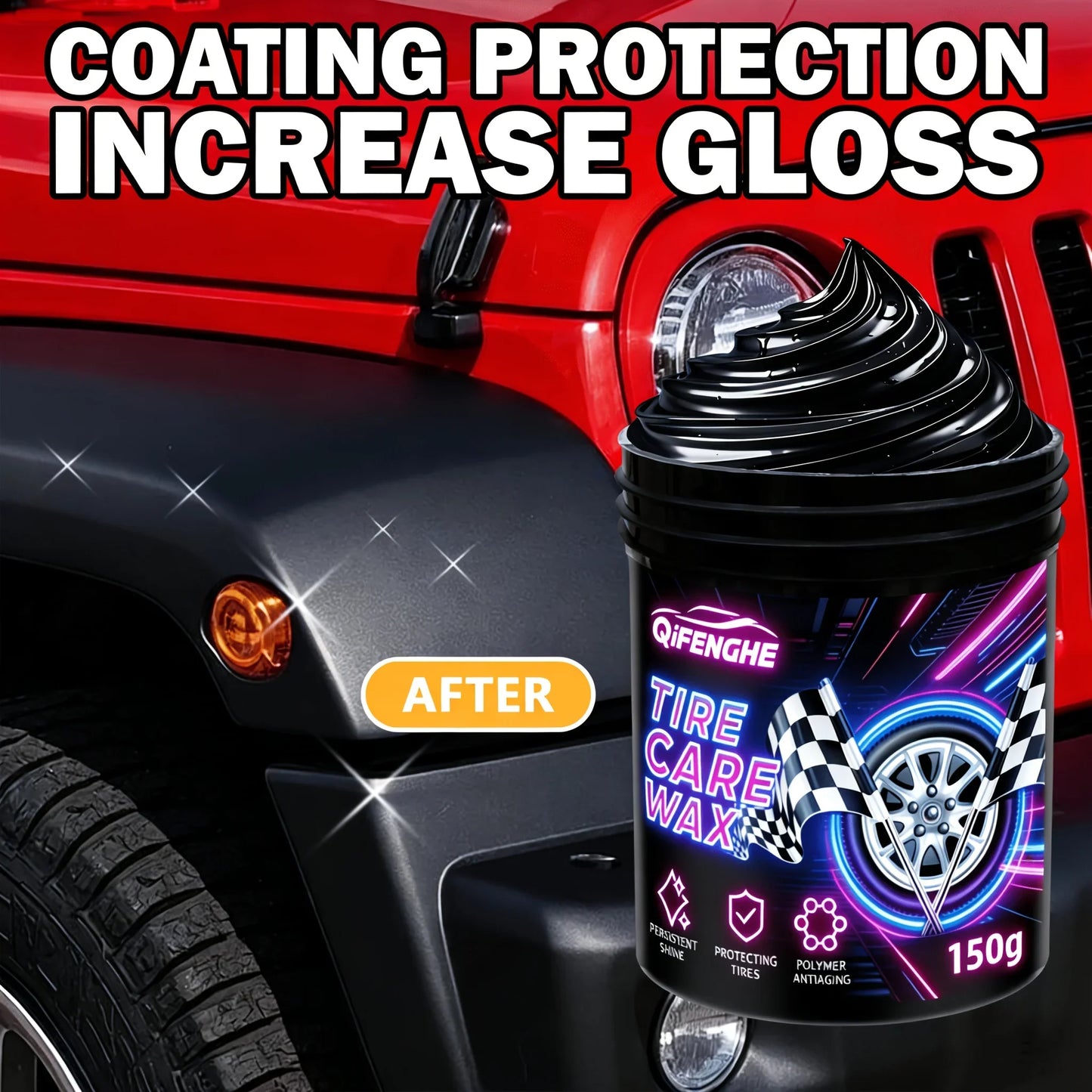 Tire Blackening Coating Paste – Shine & Protective Polish Wax