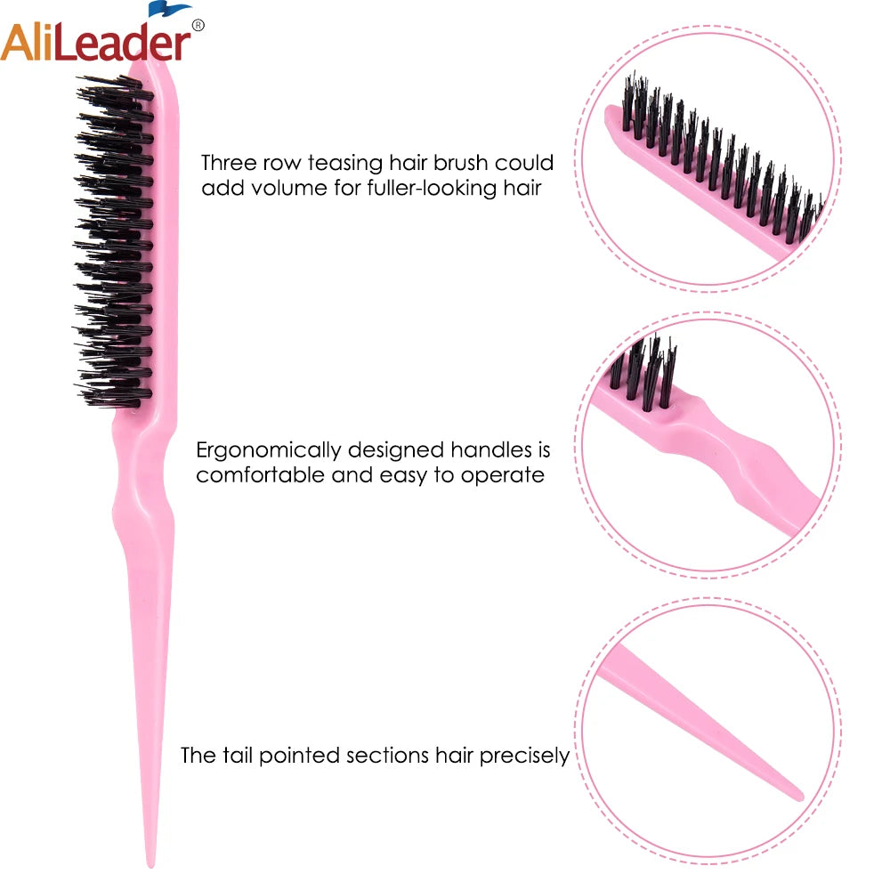 Professional Double Sided Edge Hair Brush for Slick Ponytail Slim Line Teasing Rat Tail Comb 1Pcs Styling Tool Peaceful Pleasures Health and Wellness