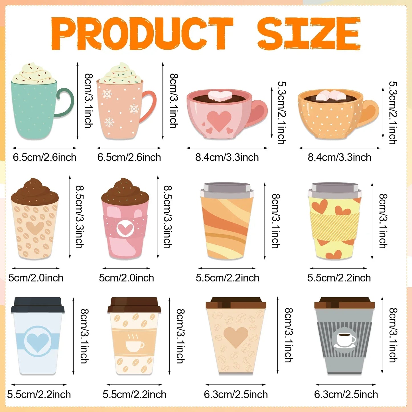 Coffee Cup Sticky Notes 24 Pack – 12 Designs, 480 Sheets