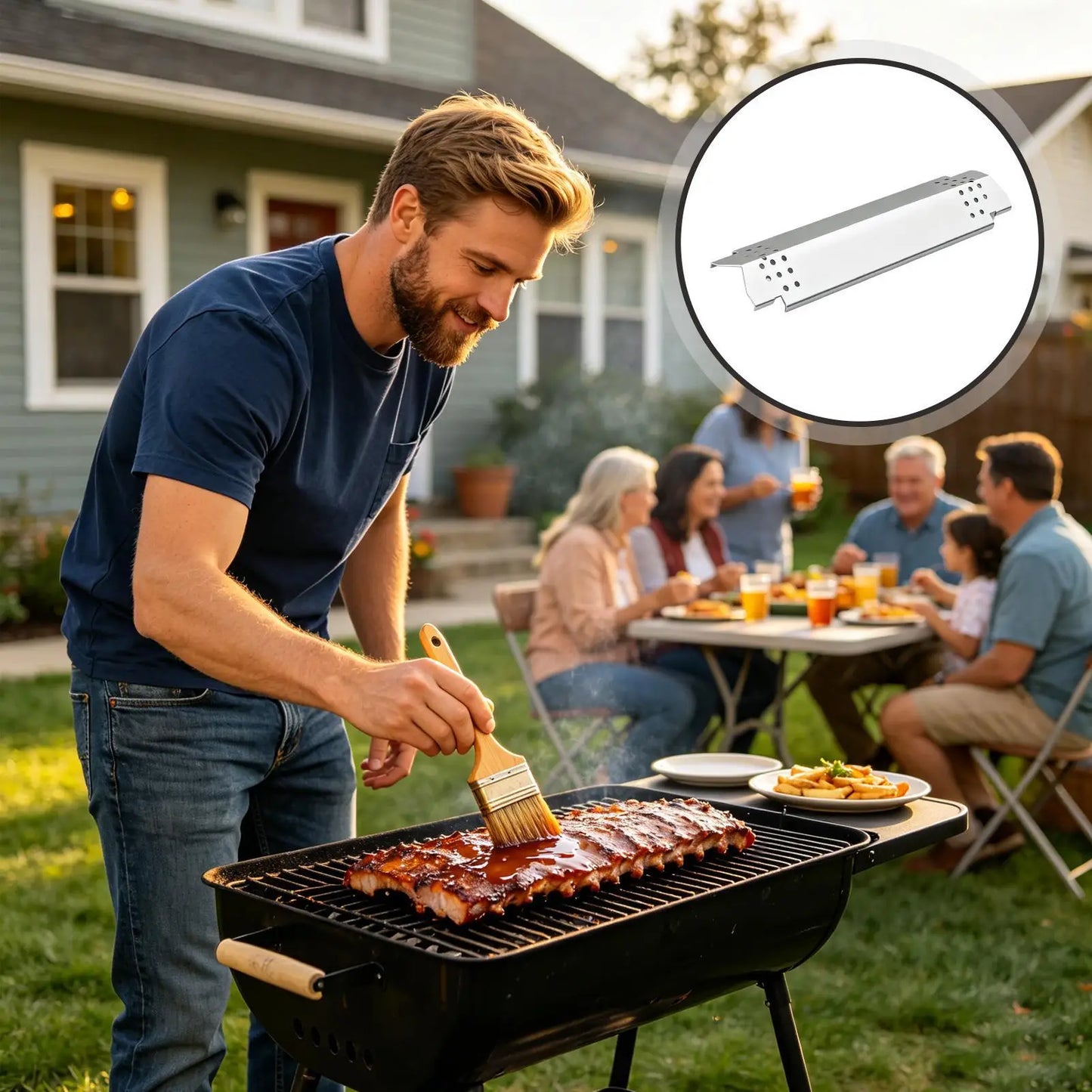 Grill Heat Plates Barbecue Flame Deflector Burner Heat Shield for Patio Backyard Camping Outdoor Picnic, Restaurant Use Peaceful Pleasures Health and Wellness