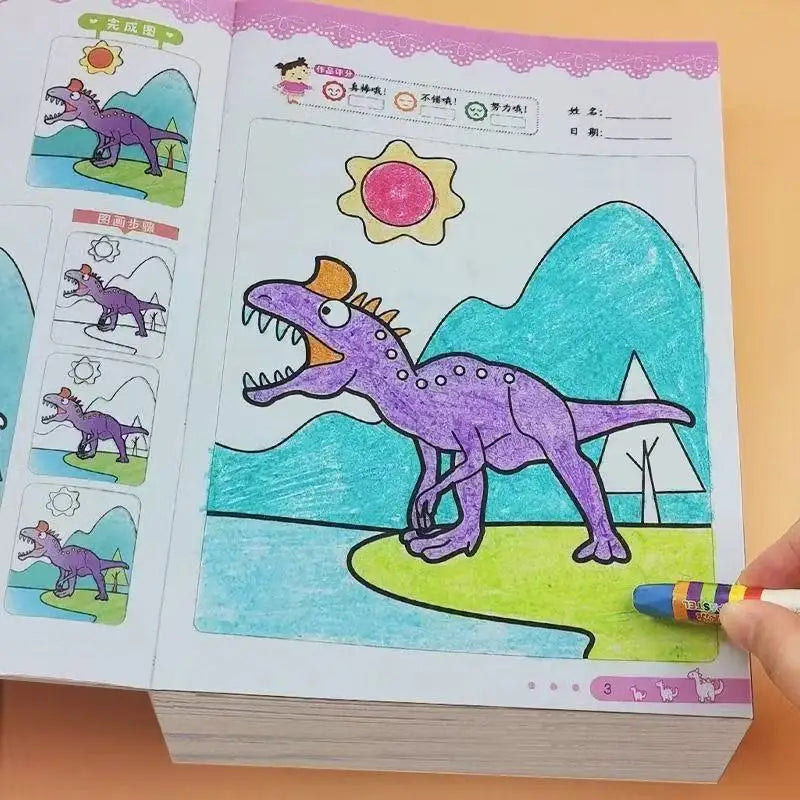 8 Books Coloring Book Adults Children Dinosaurs Young Relieve Stress