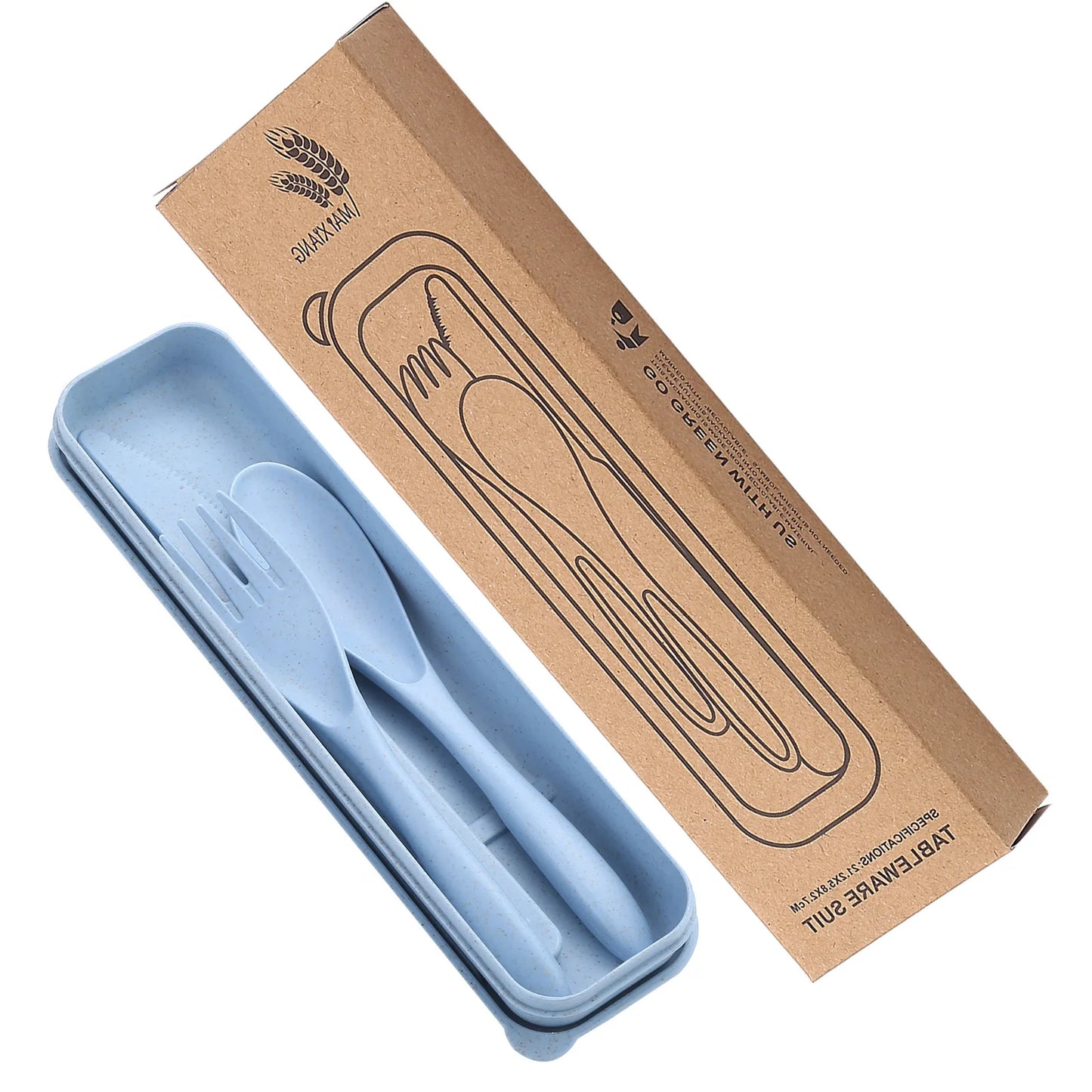 Wheat Straw Fork, Knife, Spoon Three-Piece Convenient Cutlery Set - Children's Tableware Gift Peaceful Pleasures Health and Wellness