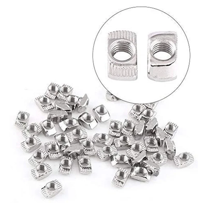 A36T-150 Pcs M5 T-Slot Hammer Head Nut 2020 Series Aluminum Profile Extrusion Slot European Standard (M5 X 10 X 6Mm) Peaceful Pleasures Health and Wellness silver CN