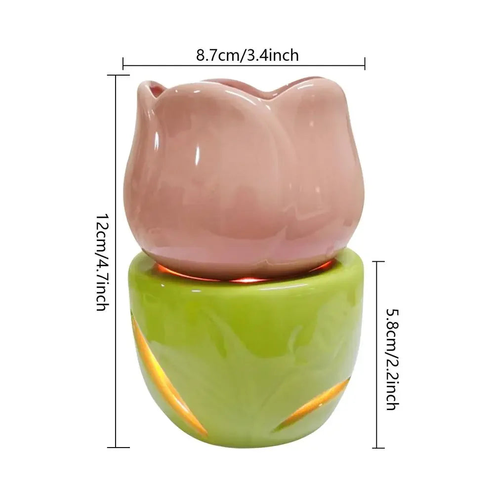 Colorful Tulip Ceramic Aroma Diffuser Creative Large-capacity Split Diffuser Fresh and Fragrant Indoors Essential Oil Diffuser Peaceful Pleasures Health and Wellness Pink