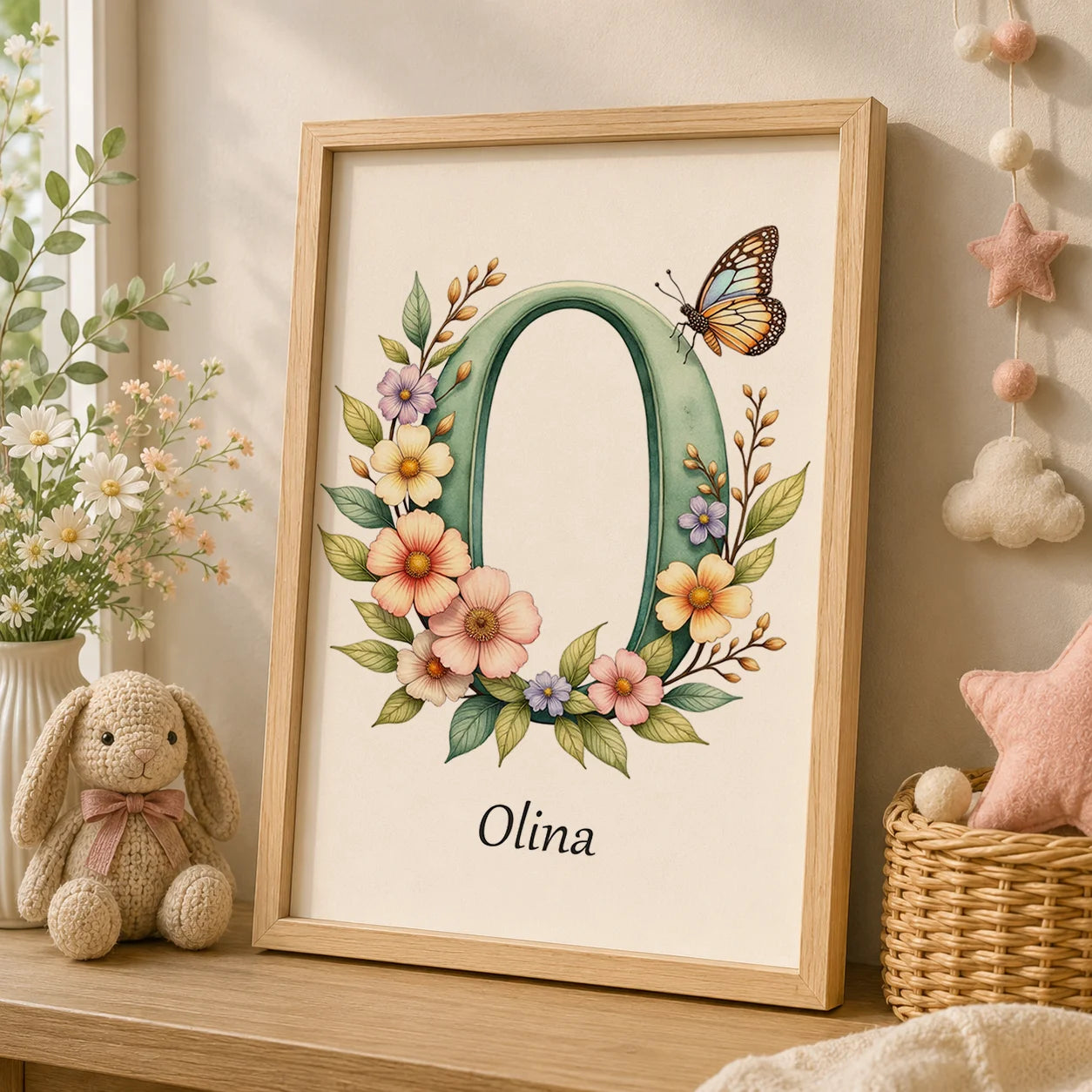 Custom Name Nursery Canvas Wall Art – Animals & Wildflowers Personalized Canvas Print Peaceful Pleasures Health and Wellness
