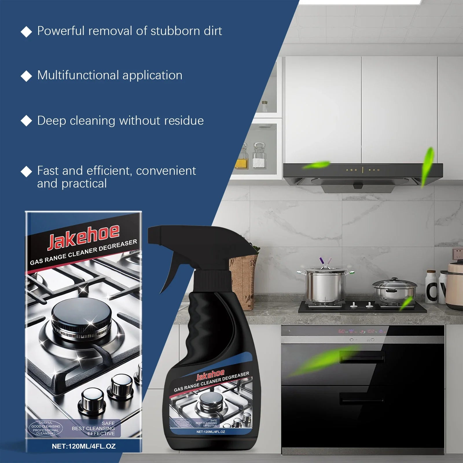 Jakehoe Gas Stove Cleaner Spray – Heavy-Duty Degreaser Kitchen Degreaser Spray Oasis Select