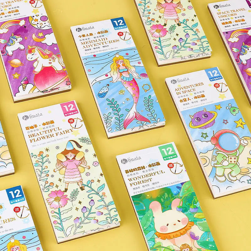 Bview Art Magic Water-activated Coloring Book Kids Reusable Gouache