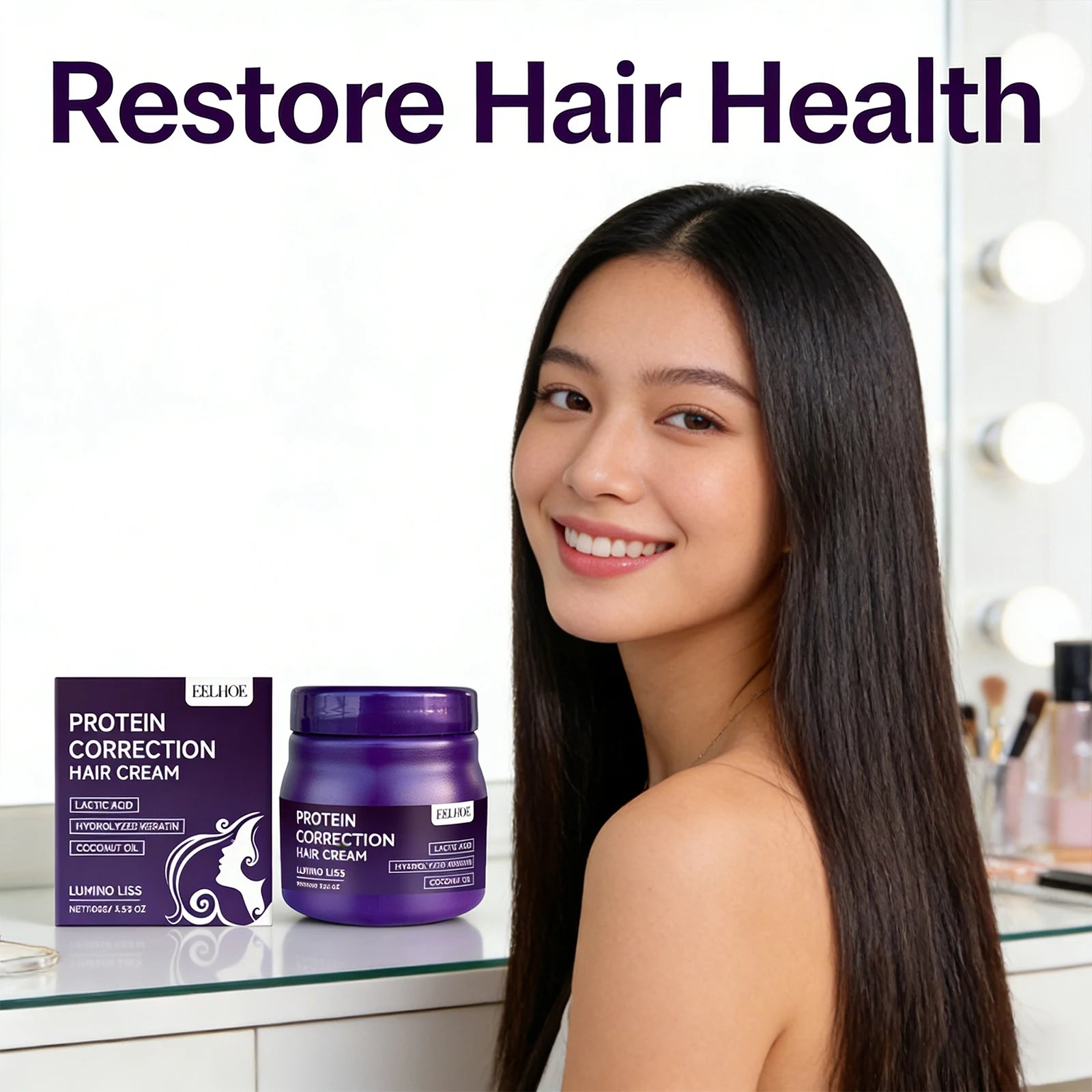 Protein Correction Hair Cream Nourishing Smoothing Hair Long-Lasting Hair Straighten Effect Anti Frizz Hair Straightening Cream Peaceful Pleasures Health and Wellness