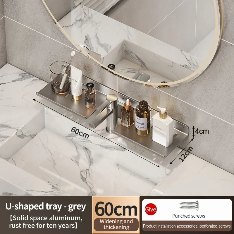 Aluminum Bathroom Wall Shelf & Washbasin Storage Rack | YUNJIEYA