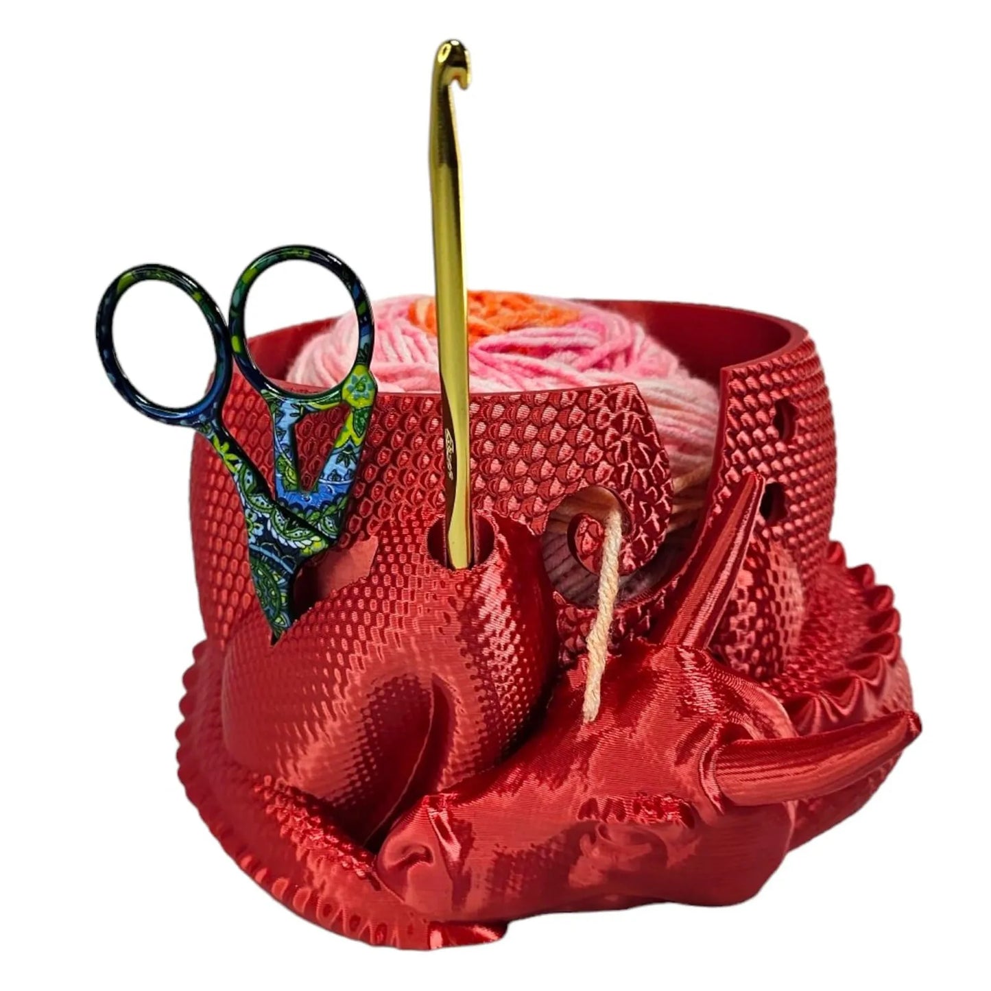 3D Printed Yarn Organizer Bowl Creative Knitting Bowl Dragon and Egg Yarn Storage Organizer Crochet Yarn Holder Yarn Organizer Peaceful Pleasures Health and Wellness Red One Size
