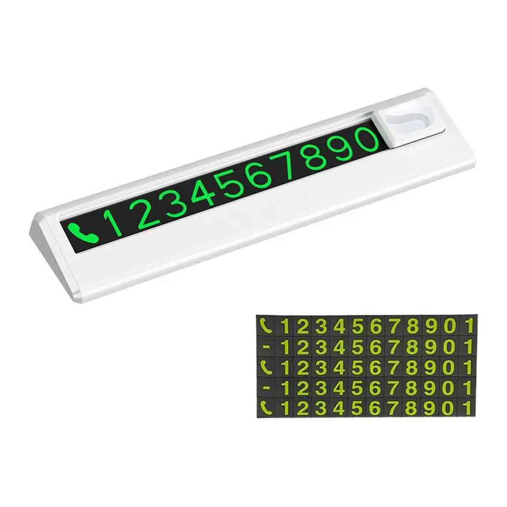 Luminous Temporary Parking Card – Sliding Cover Phone Number Plate