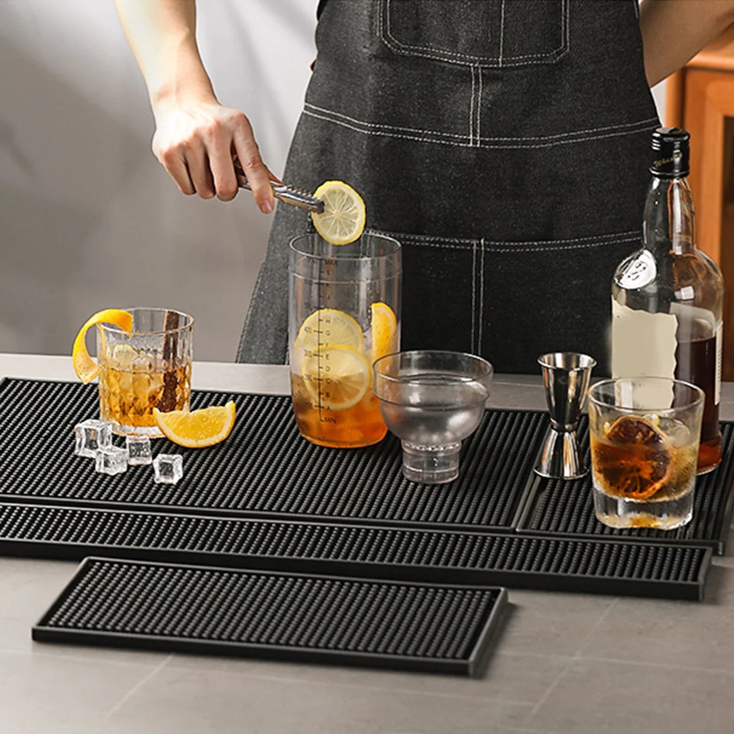 Bar Mat Rubber Coffee Bar Mats Anti-slip PVC Cup Mat Waterproof Heat Resistant Drain Mat for Bar Cafe Barista Cocktail Bartender Peaceful Pleasures Health and Wellness