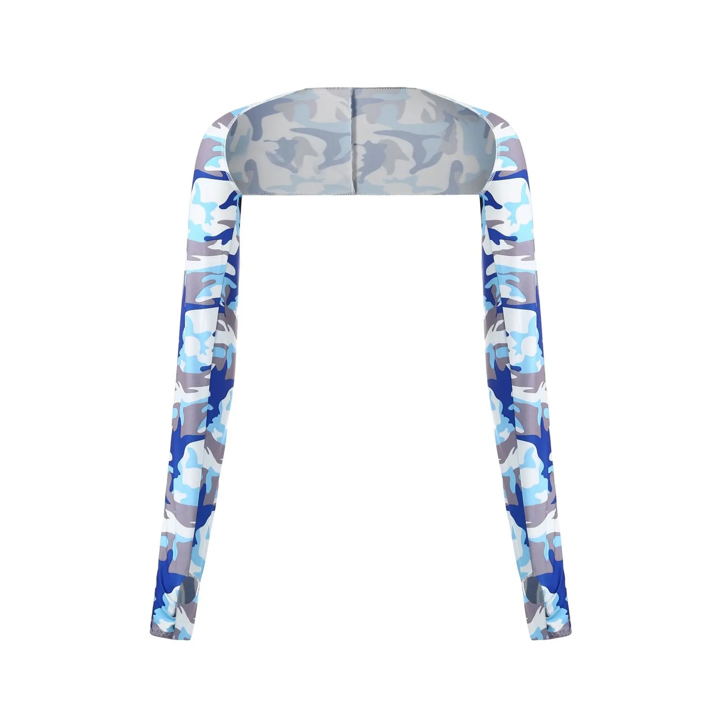 Cooling Shawl Arm Sleeves Sun Protection for Women Men with Finger Hole for Golfing, Driving, Riding, Fishing Peaceful Pleasures Health and Wellness Camouflage blue-1