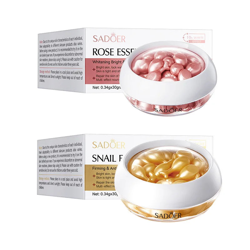 SADOER Rose Snail Face Serum 30 Capsules – Anti-Wrinkle