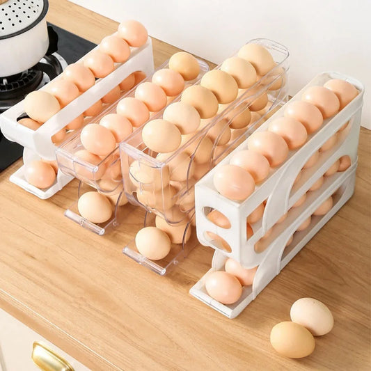 Automatic Rolling Egg Dispenser Tray – Holds 20 or 30 Eggs Egg Storage Organizer Peaceful Pleasures Health and Wellness