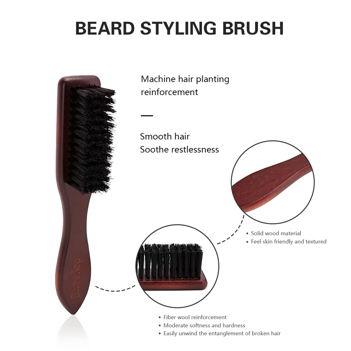 Salon Men Beard Comb Barber Wooden Handle Shaving Hairbrush Soft Cleaning Broken Hair Comb Professional Barbershop Tool Supplies Peaceful Pleasures Health and Wellness