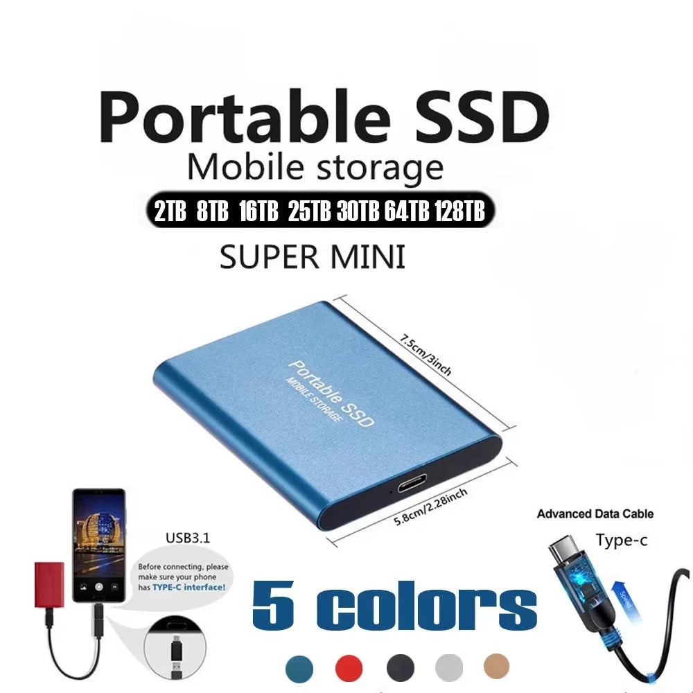EOENKK Ultra Slim Portable SSD 2TB–32TB | USB 3.1 External Drive
