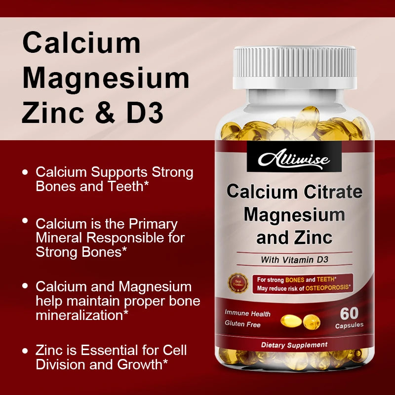 Calcium Magnesium Zinc Capsules with Vitamin D3 – Bone & Cell Health Dietary Supplements Peaceful Pleasures Health and Wellness