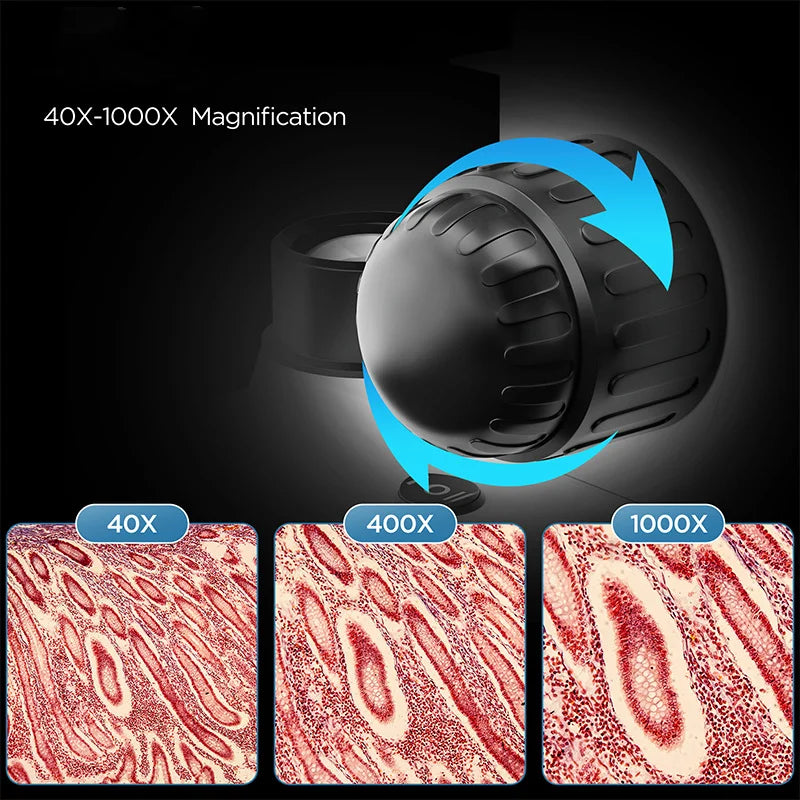 Binocular Children's Microscope Scientific Experiment Breeding High Definition 40-1000X Electron Microscope Peaceful Pleasures Health and Wellness