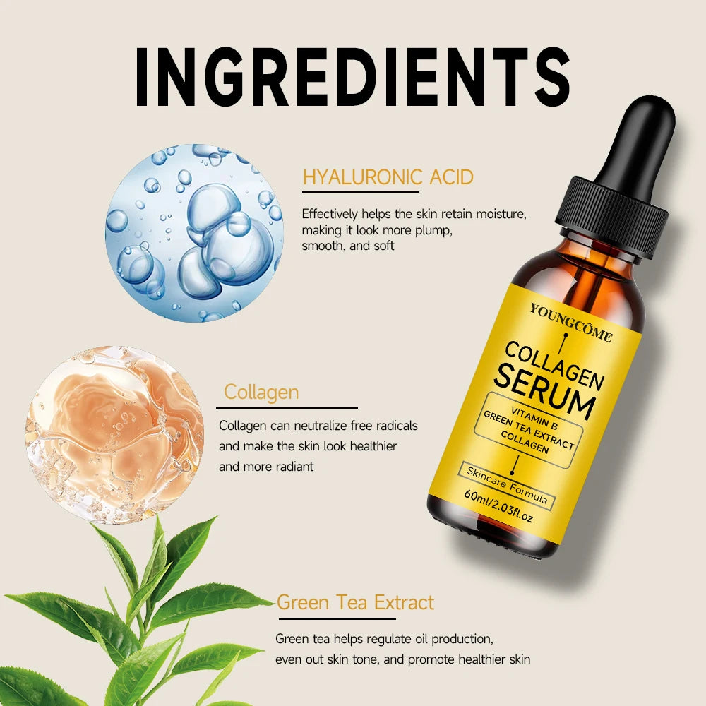 Collagen Face Serum with Vitamin B & Green Tea Extract: Hydrating Facial Care for Daily Moisturization Skin Barrier Support Peaceful Pleasures Health and Wellness