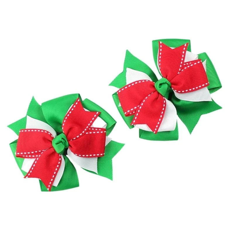 Christmas Bowknot Hair Clips | Holiday Hair Bows Pack of 2