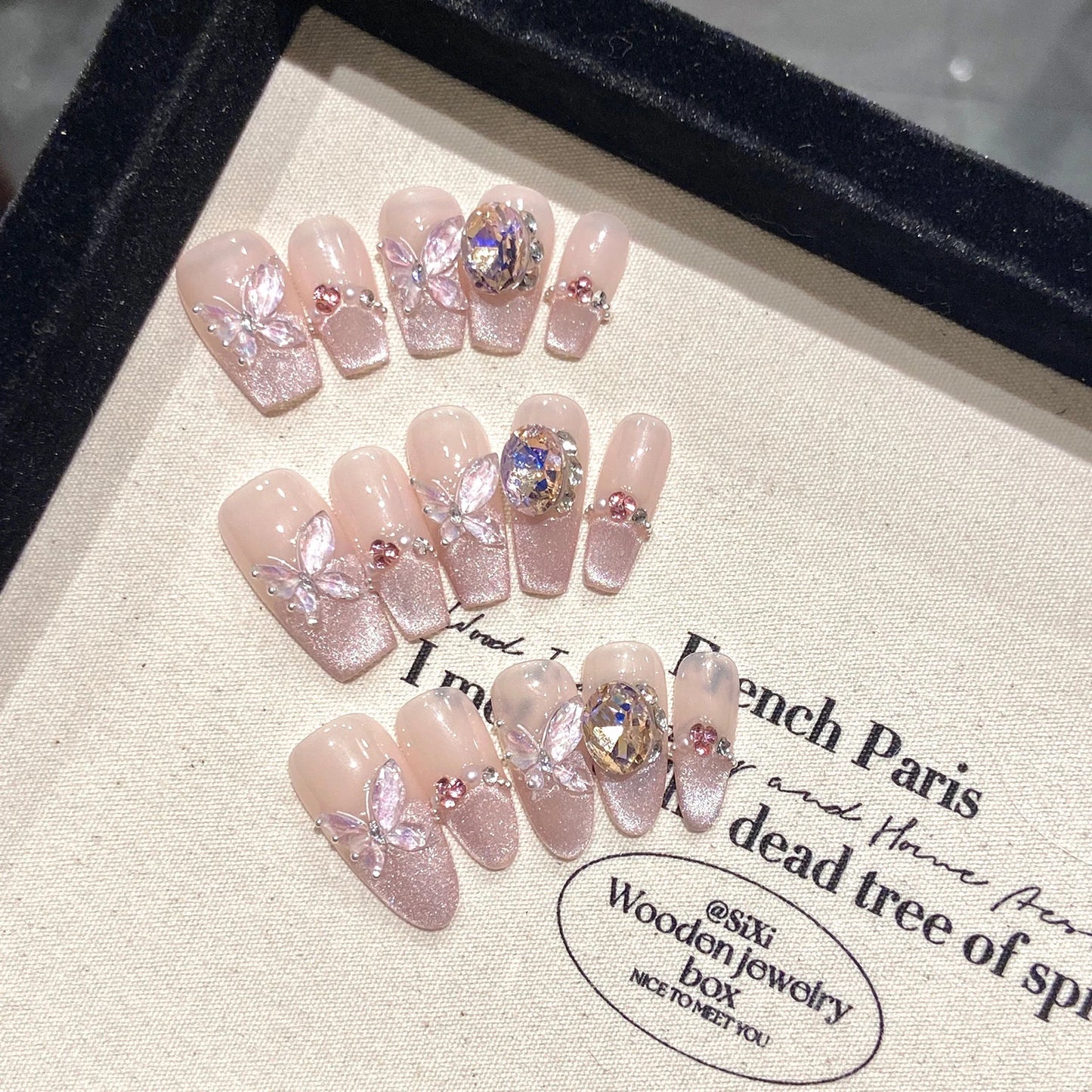 French Cat Eye Press-On Nails | Pearl Bridal False Nail Tips