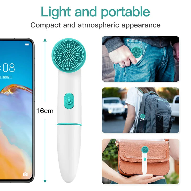 2-in-1 Silicone Facial Cleanser with 2-Speed Sonic Vibration Electric Face Wash Pore Cleansing Brush for Lip Target Area Peaceful Pleasures Health and Wellness