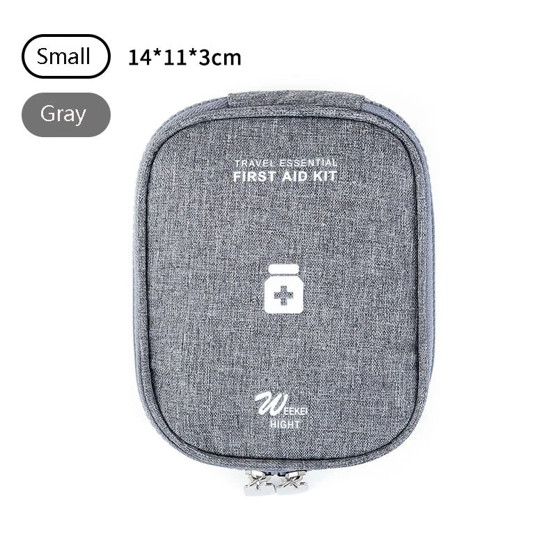 Home First Aid Kit Large Capacity Empty Medicine Storage Bag Portable Travel Medicine Box Survival Bag Emergency Bag For Car Peaceful Pleasures Health and Wellness Gray Small