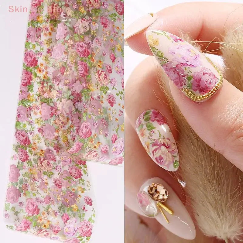 1Pcs Flower Nail Transfer Foils Stickers for Nail Art Peaceful Pleasures Health and Wellness