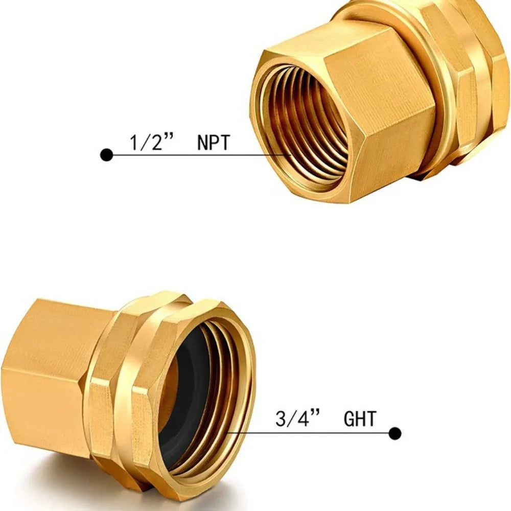 Brass Garden Hose Repair Connector 3/4" GHT to 1/2" NPT 2-Pack
