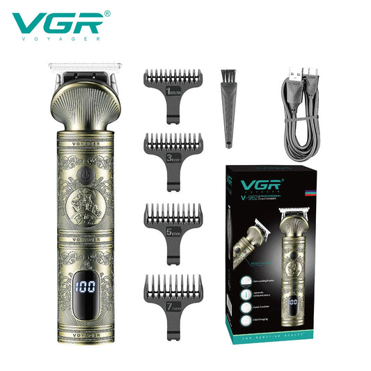 VGR Retro Metal Electric Hair Clipper Household Oil Head Carving Electric Push Clipper T-shaped Blade Hair Trimmer V-962 Peaceful Pleasures Health and Wellness USB