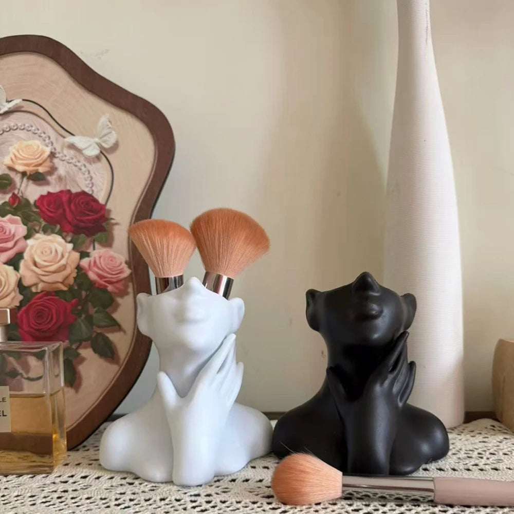Female Head Vase, Human Body Vase, Plastic Small Flower Vase White Modern for Garden, Home, Living Room Decor,Table Art Statue Peaceful Pleasures Health and Wellness