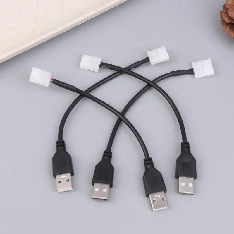 5Pcs/pack USB Cable Connector To 2pin 8/10mm Free Welding LED Strip Connector LED Ribbon Strip Light Adaptor DIY Accessories Peaceful Pleasures Health and Wellness