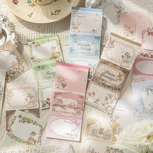 White Kraft Paper Stamping Non Stick Memo Pad Tea Party Series Retro Peaceful Pleasures Health and Wellness