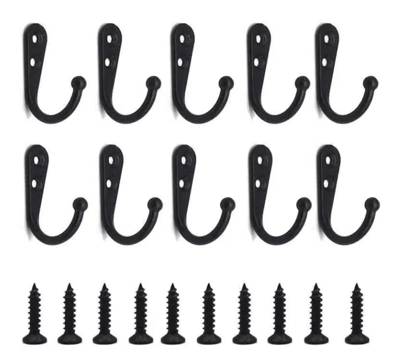 Zinc Alloy Wall Hooks with Screws | 1–30 Sets, Multi-Use